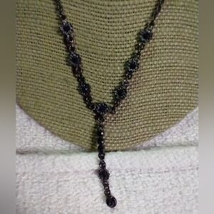 Black crystal chain necklace floral flower 🌷🌹